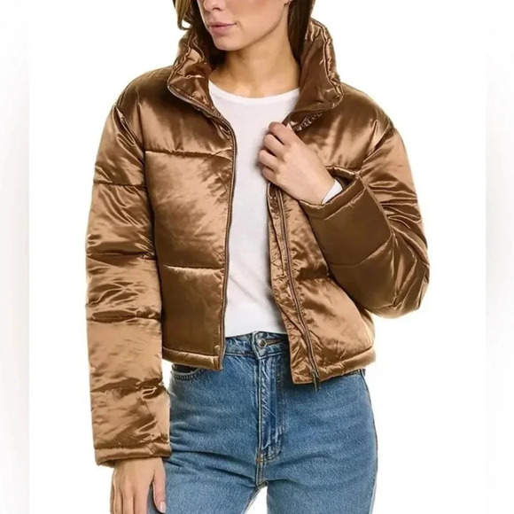 7 For All Mankind Puffer Metallic Jacket Size Medium - Picture 1 of 7